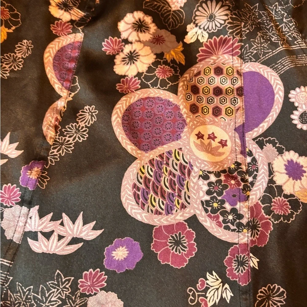 Mixit Whimsygoth Floral Asymmetrical Midi A-Line Skirt Purple Black Size 4